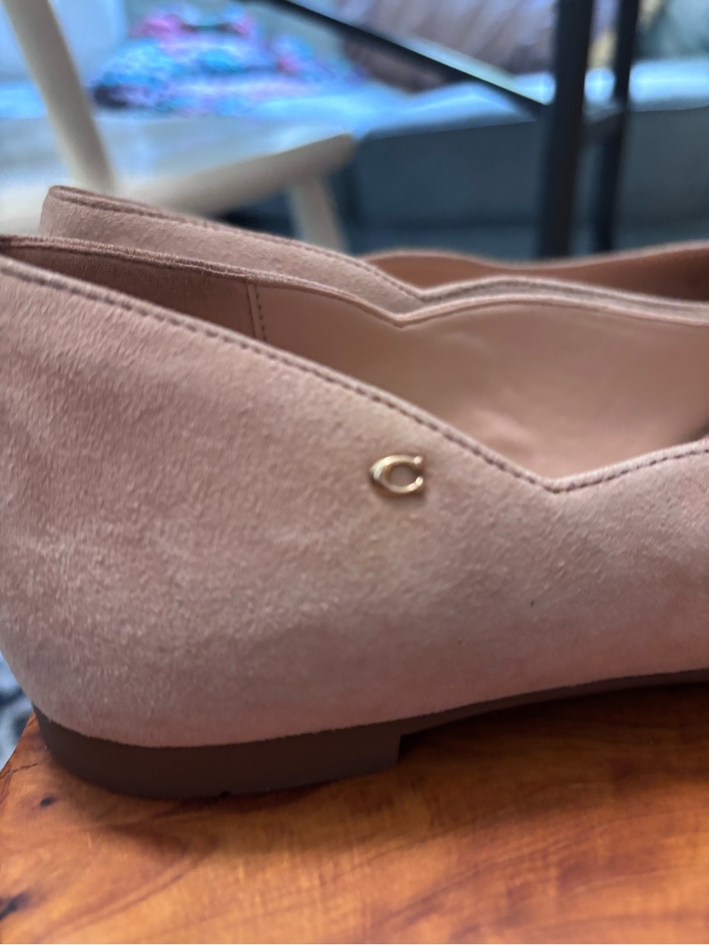 COACH Pointed Toe Suede Flats - Nude/Light Beige, GUC - Picture 12 of 14